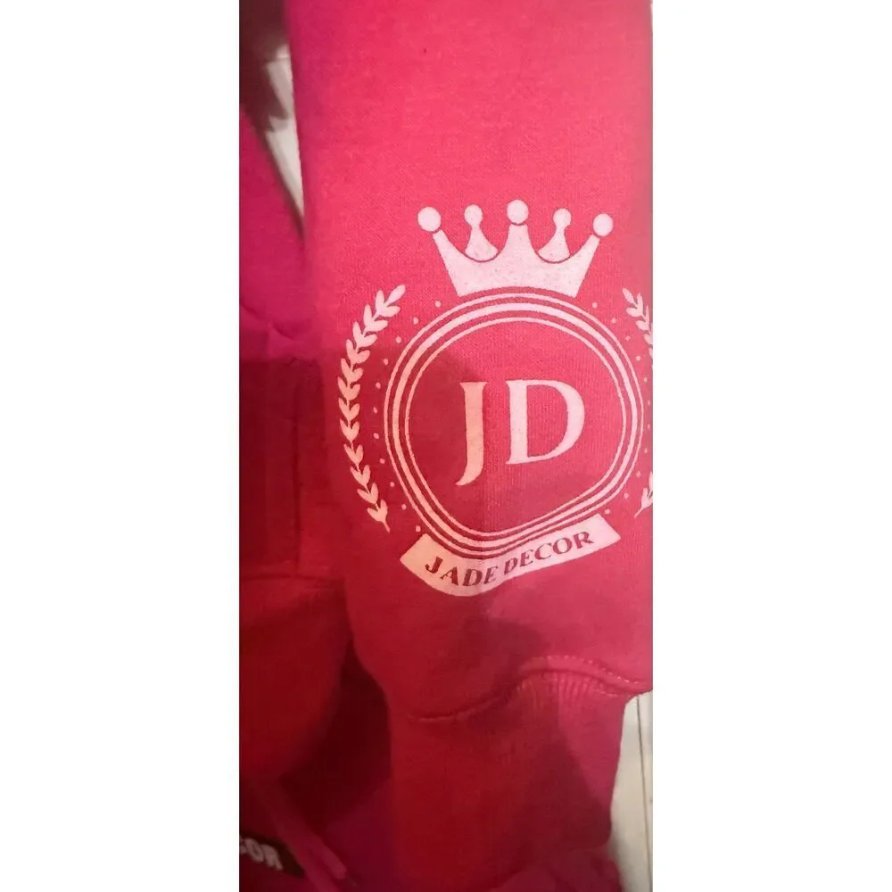 The Jade Collection Girl's 2 Piece Hoodie & Jogger Sweatsuit Set Pink Size 6